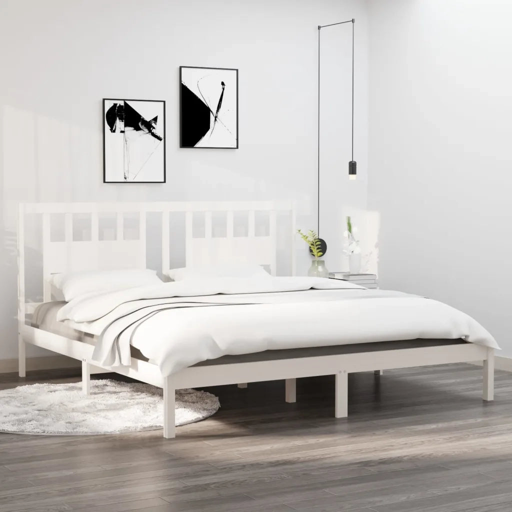 Giroletto-Struttura Letto Bianco in Legno Massello di Pino 200x200 cm 340492