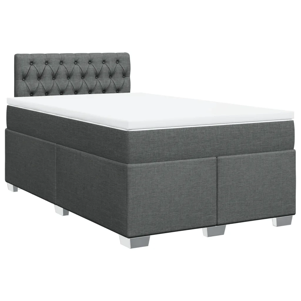 Giroletto a Molle con Materasso Grigio Scuro 120x190cm Tessuto