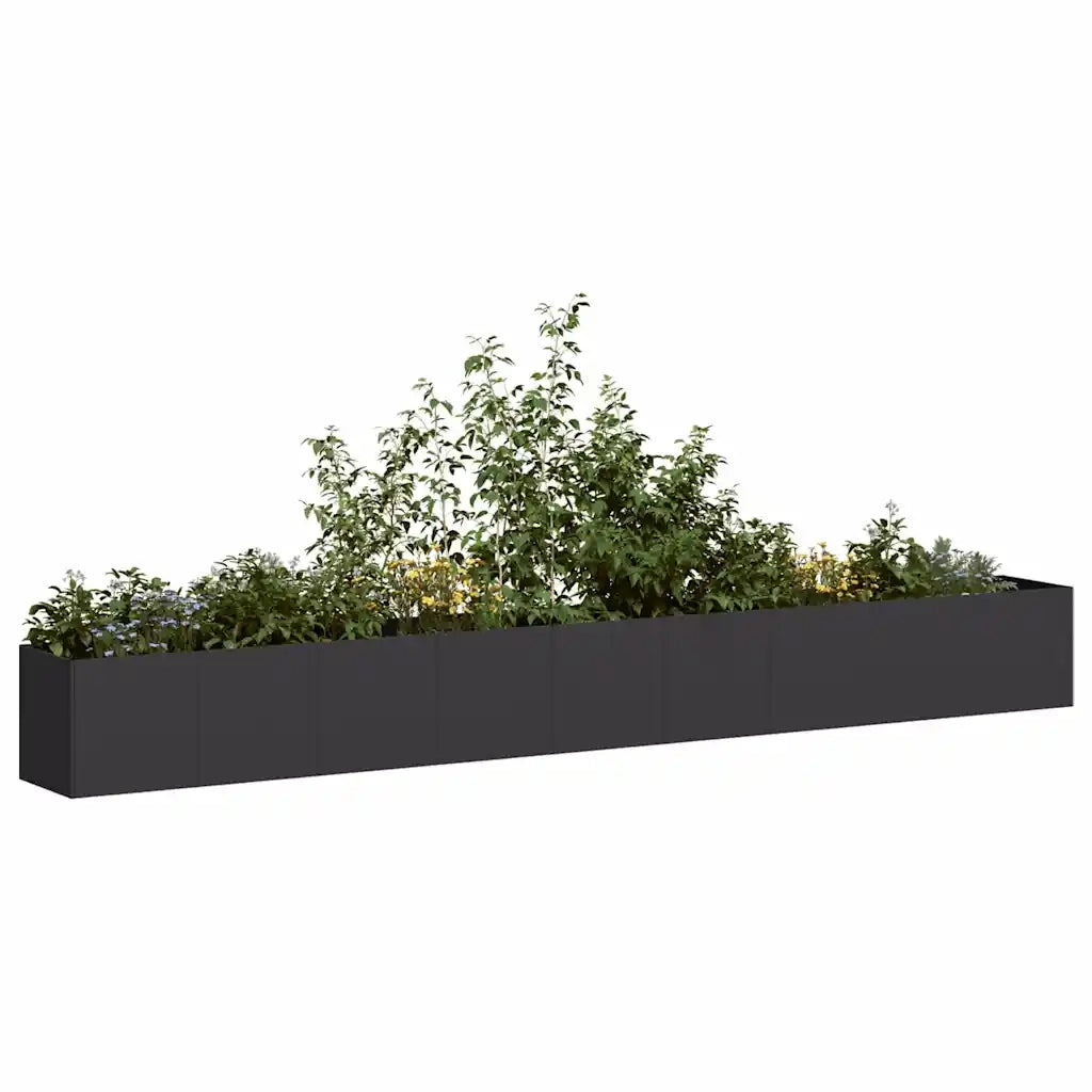 Fioriera Nera 360x40x40 cm in Acciaio Laminato a Freddo 860696