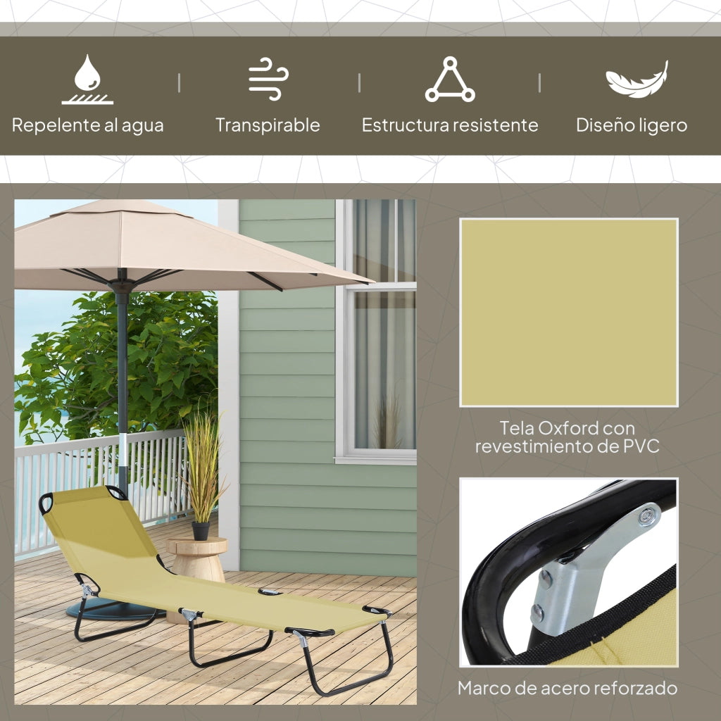 Poltrona Pieghevole Reclinabile a 5 Posizioni ¨C Zephmum ¨C Beige 188x56x28 cm