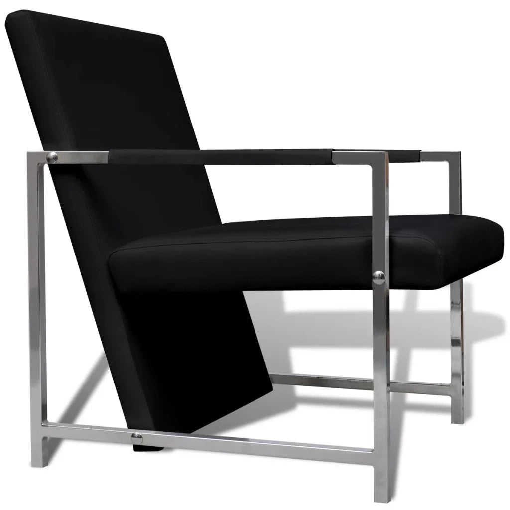 Poltrona/poltrona/divano club con gambe cromate materiale sintetico nero 1102046/3