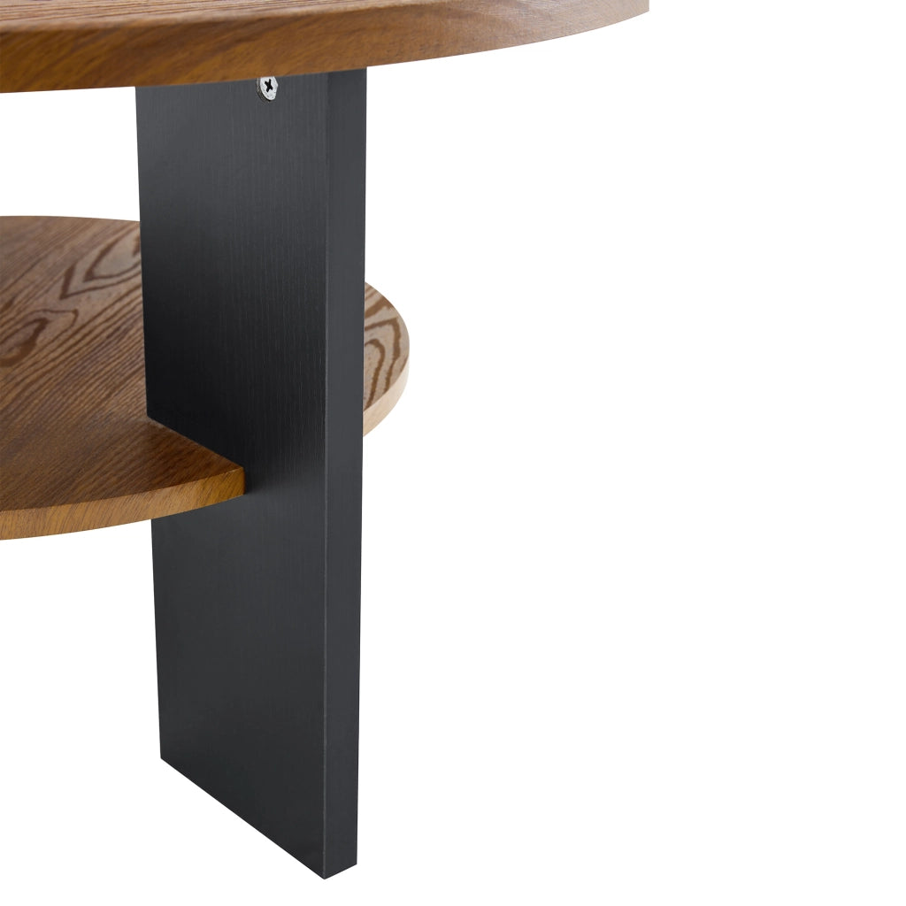 TAVOLINO DA CAFFÈ Rotondo Set da 2 pezzi Ø80 cm MDF Noce/Nero