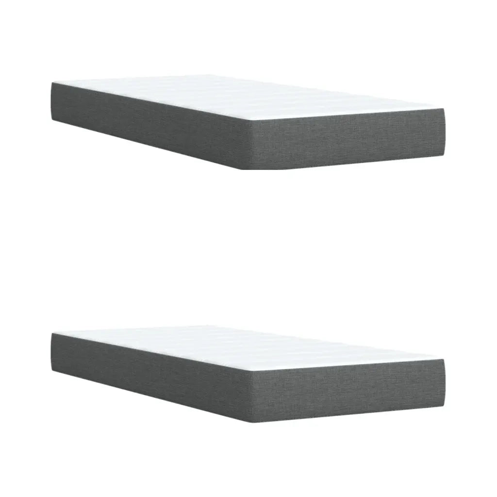 Giroletto a Molle con Materasso Grigio Scuro 200x200 cm Tessuto