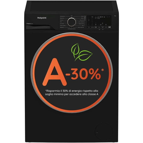 Hotpoint Ariston HB 103B CARE IT, Capacità 10kg, classe A -30%, colore Black, 1400 giri, Display digitale XL, Vapore