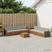 Set di divani da esterno 9 pz Naturale e Grigio Chiaro 3383169