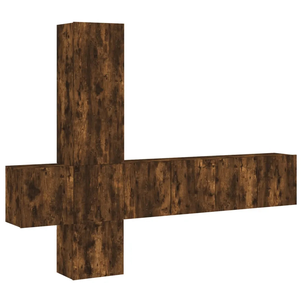 vidaXL Mobili TV a Muro 5pz Rovere Fumo in Legno Multistrato