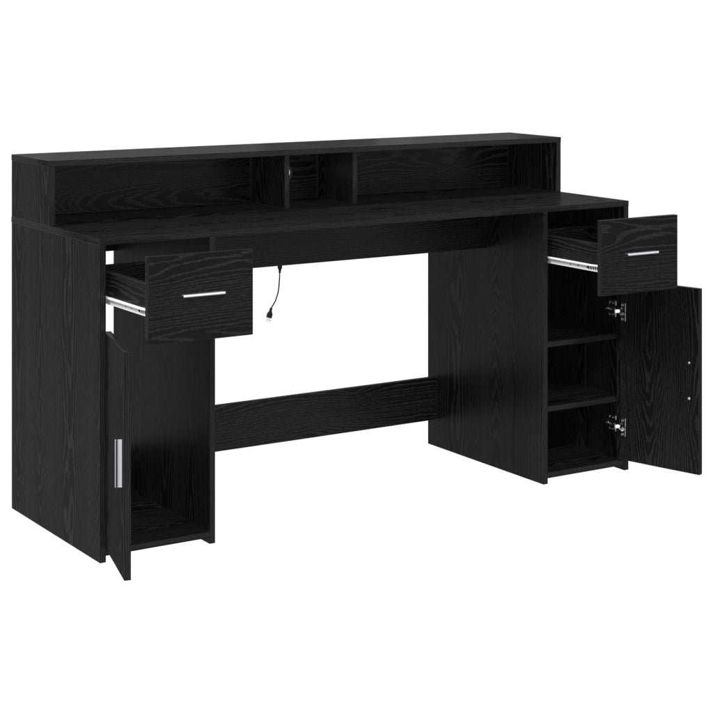Scrivania Rovere Nero 160x55x91 cm Legno ingegnerizzato