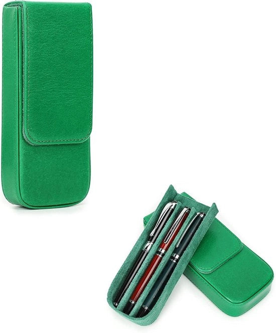 Tas per Penna per 3 Pennarecchiabile Etui in Pelle Naturale con Chiusura Magnetica Nascosta e Cassetto per Pennare