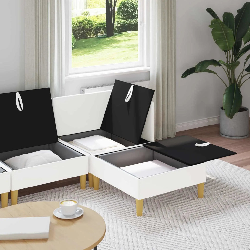 Set di divani modulari con spazio di archiviazione 4 pcs Bianco