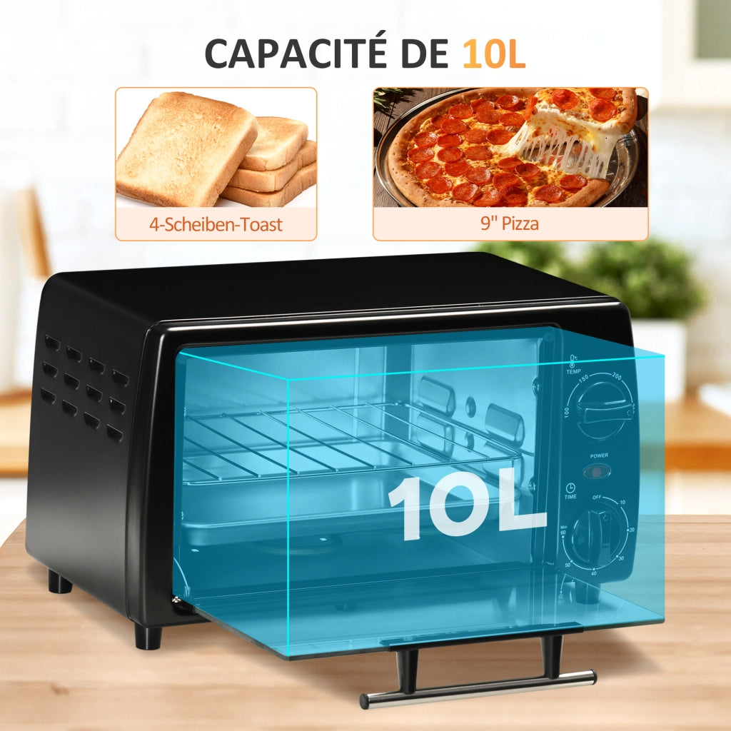 Forno Elettrico Mini 10 Litri ¨C zephmum ¨C Griglia e Vassoio, 100-230¡ãC, 36.5x26x22 cm