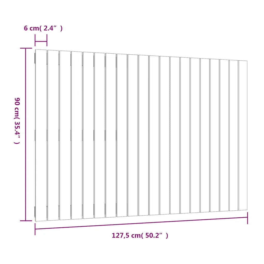 Testiera | Testata da Parete Nera 127,5x3x90 cm in Legno Massello di Pino