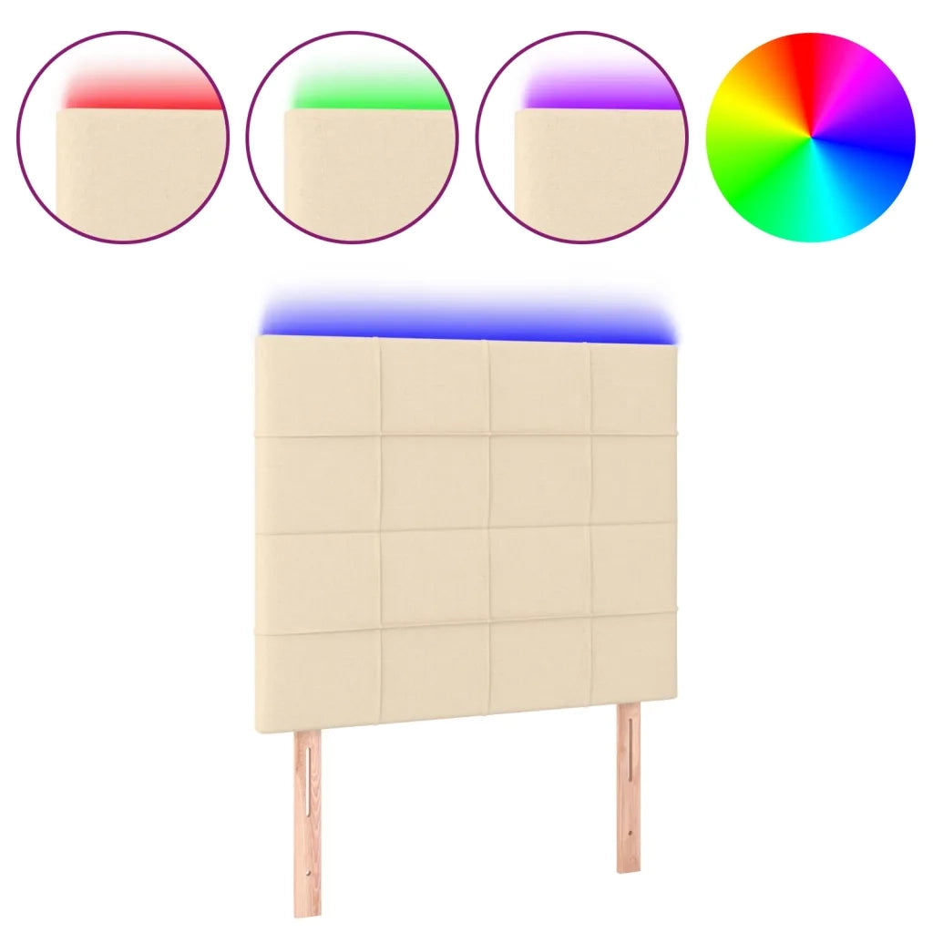 Testiera | Testata a LED Crema 100x5x118/128 cm in Tessuto