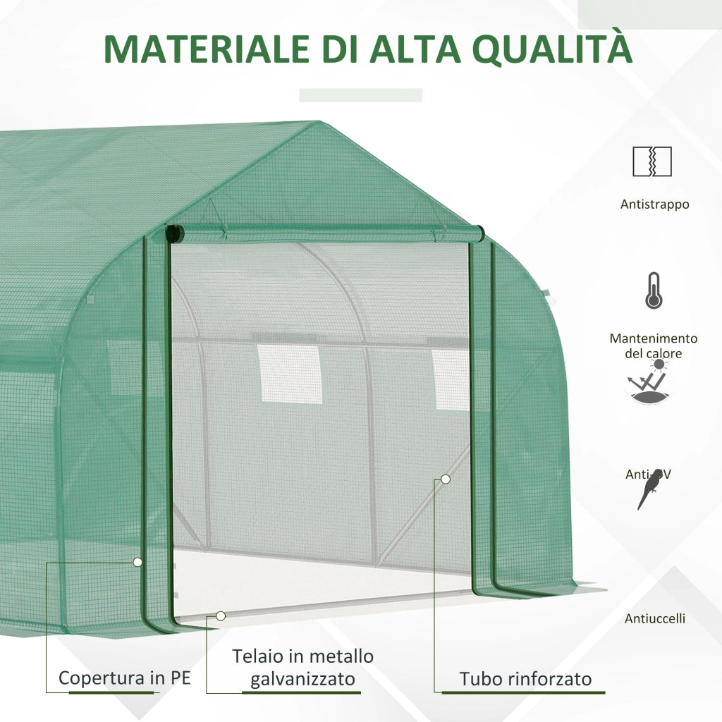 Serra da giardino in acciaio con copertura PE ¨C zephmum ¨C verde 3.5x3x2m