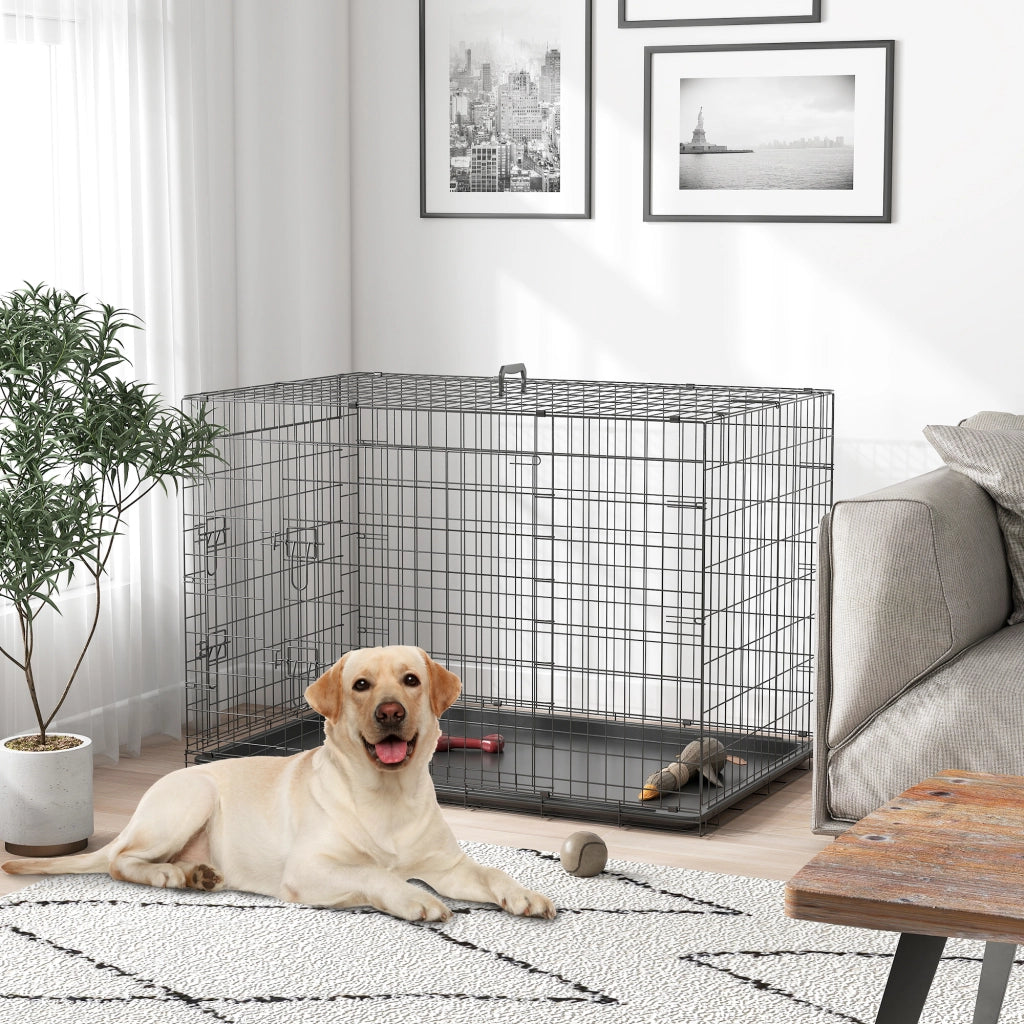Gabbia per Animali Domestici Pieghevole ¨C zephmum ¨C Acciaio 121x77x82 cm