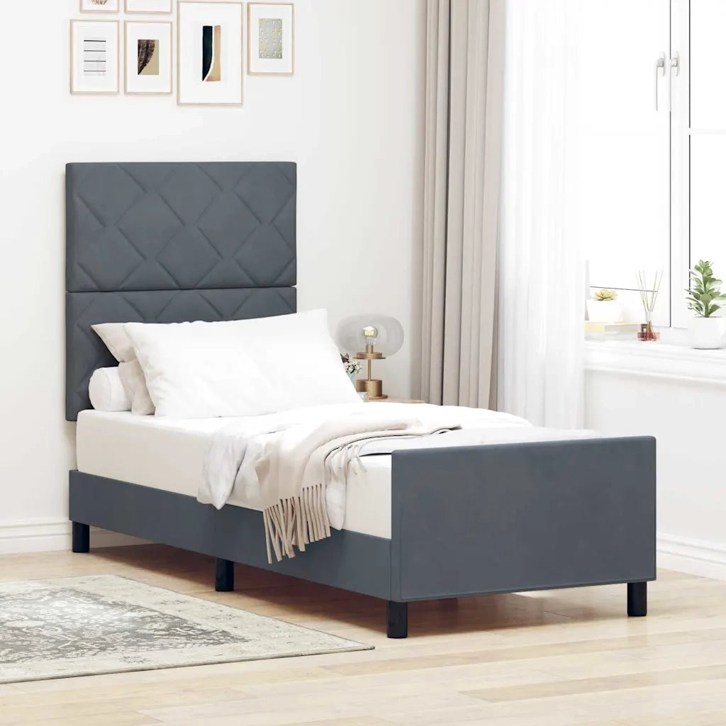Letto a molle con testiera Grigio scuro 80 x 200 cm Velluto 3344970
