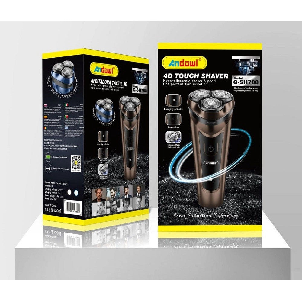 Trade Shop - Rasoio 4d Touch Q-sh788 Elettrico Uomo Senza Fili Indicatore Led 3w Silenzioso -