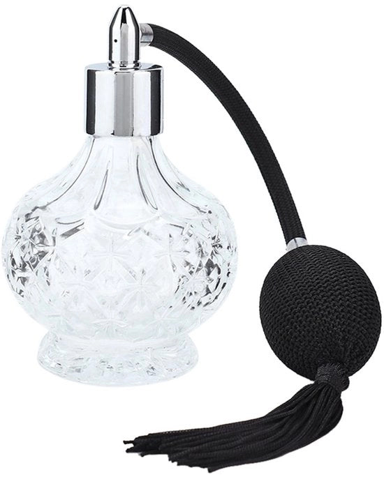 Bottiglia di Profumo 80ml - Vetro Vintage - Manicurabile - Bottiglia Spray - Design Retro - Bottone di Spinta con Zincatura