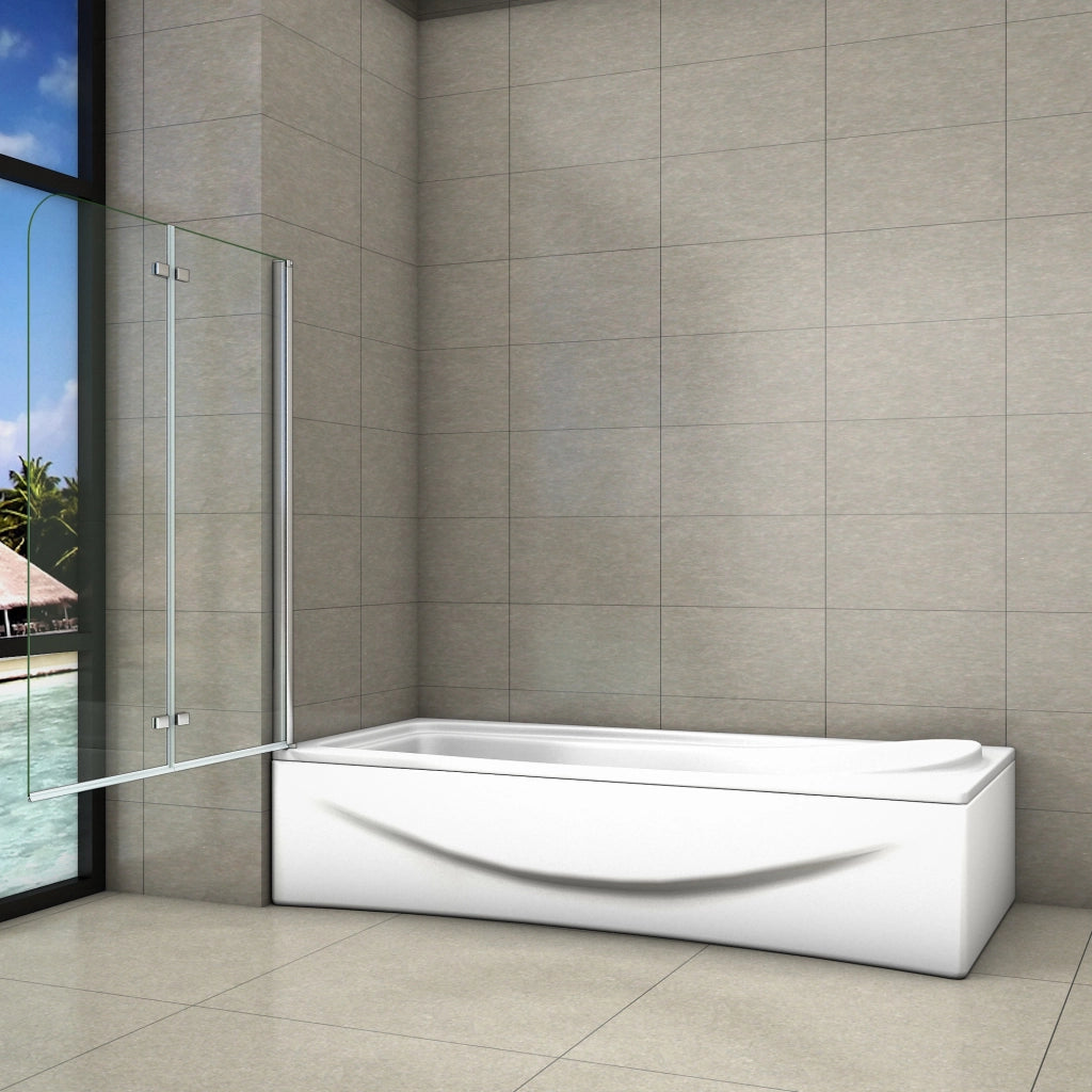 Parete Da Vasca Bagno Sopravasca Due Ante Movibili Pieghevoli Vetro 6 mm Temperato Anticalcare 110x140 cm