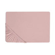 Lenzuolo con angoli cotone rosa 160 x 200 cm coprimaterasso elasticizzato modello classico a tinta unita camera da letto classica