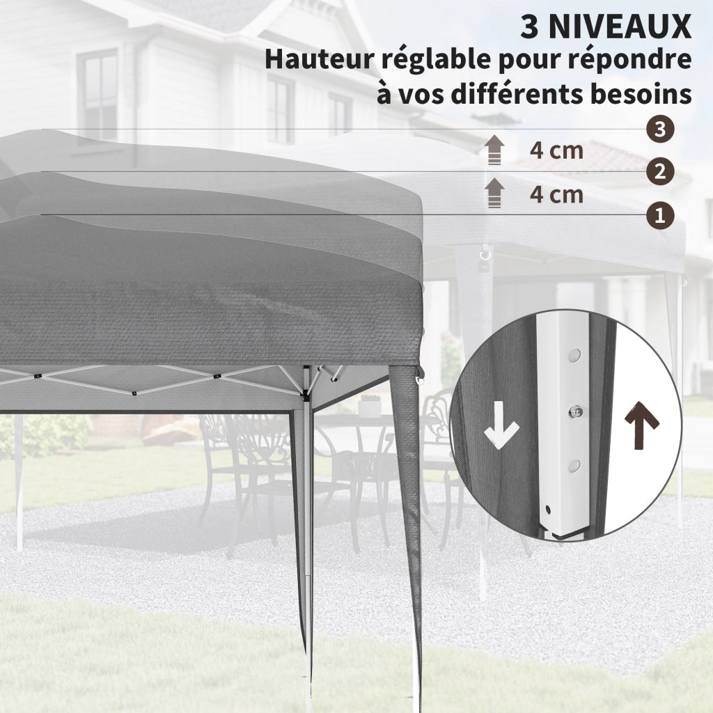 Gazebo da giardino pieghevole anti-UV con sacco ¨C zephmum ¨C grigio 2.95x2.95x2.55 m
