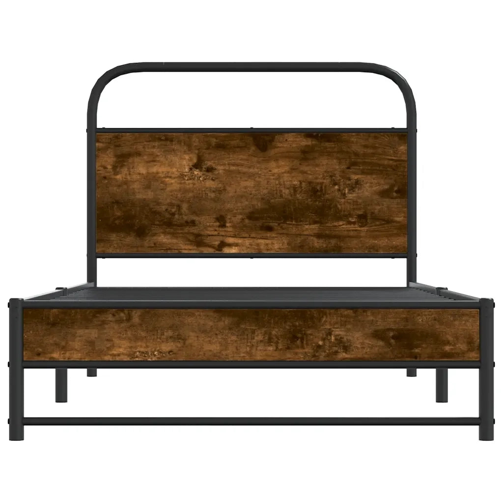 Letto singolo | Letto per adulti | Giroletto senza Materasso Rovere Fumo 90x190 cm in Truciolato