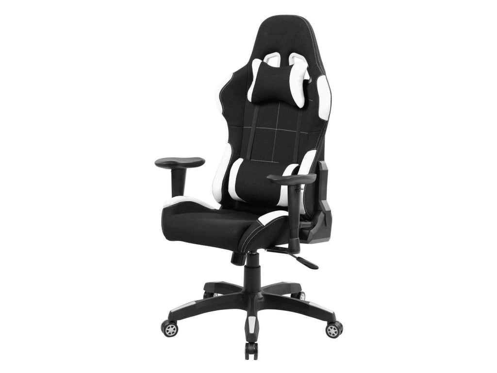 Sedia da gaming Mindy, Poltrona da gaming adulto, Sedia da scrivania, 57x72h124/134 cm, Nero e Bianco