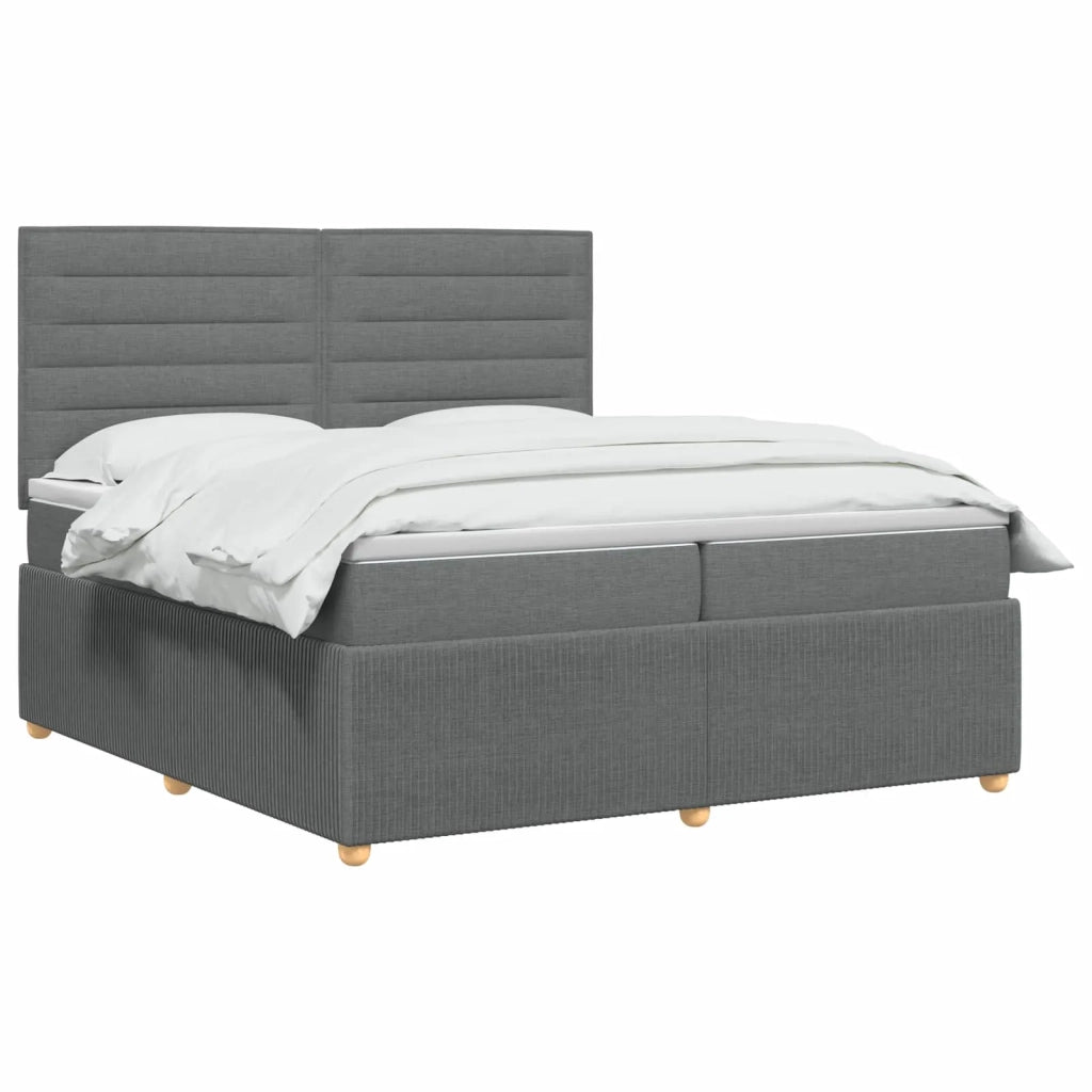 Letto Box Spring LED con Materasso Grigio Scuro 200 x 200 cm 3455931
