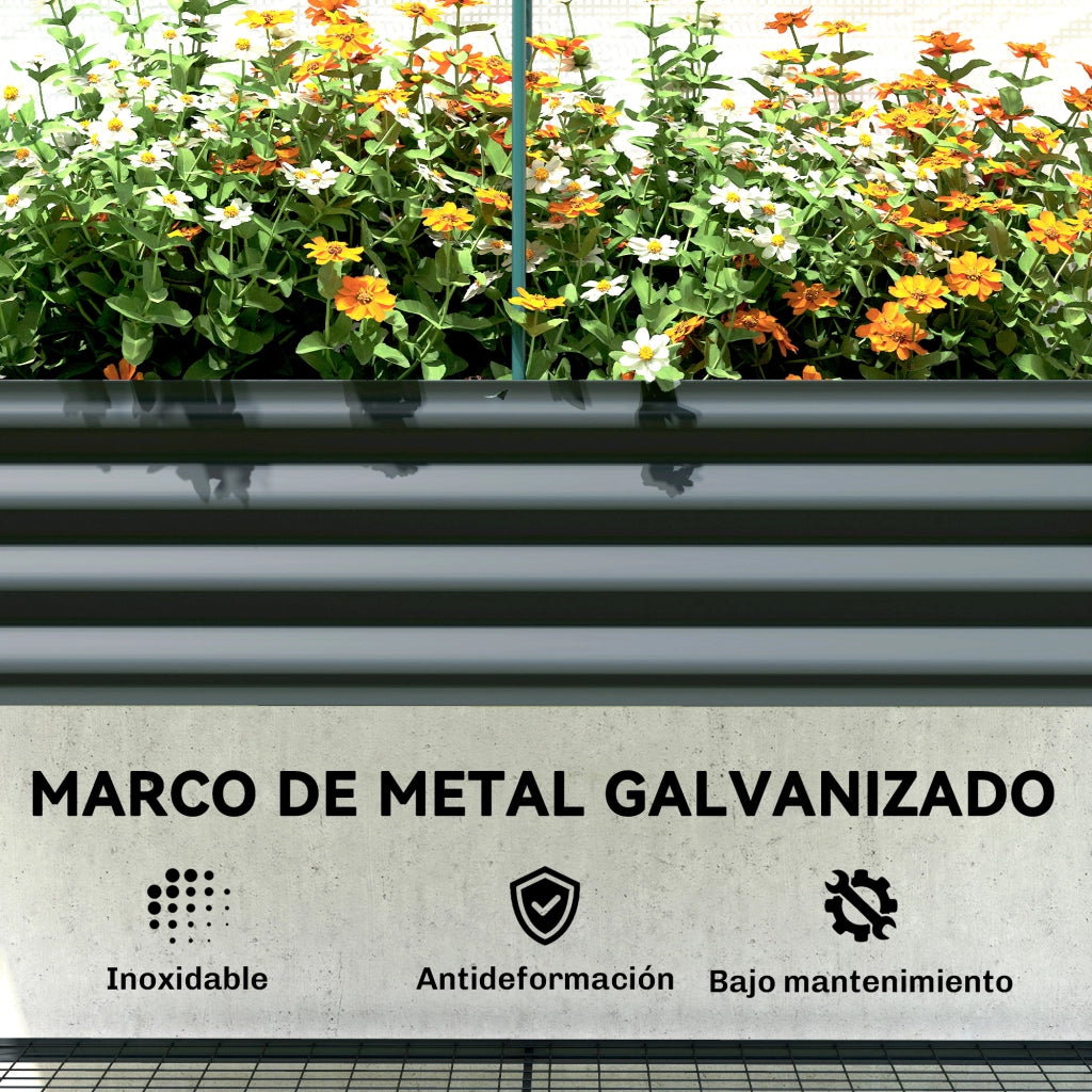 Letto rialzato da giardino con serra e ripiano inferiore ¨C zephmum ¨C grigio scuro 120x55x140 cm
