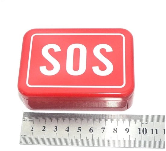 Organizzatore di Bicchieri in Acciaio - Scatola di Stoccaggio in Alluminio con Coperchio - Contenitore Compattabile - Schema SOS - Per Emergenze - Materiale Resistentente agli Sforzi