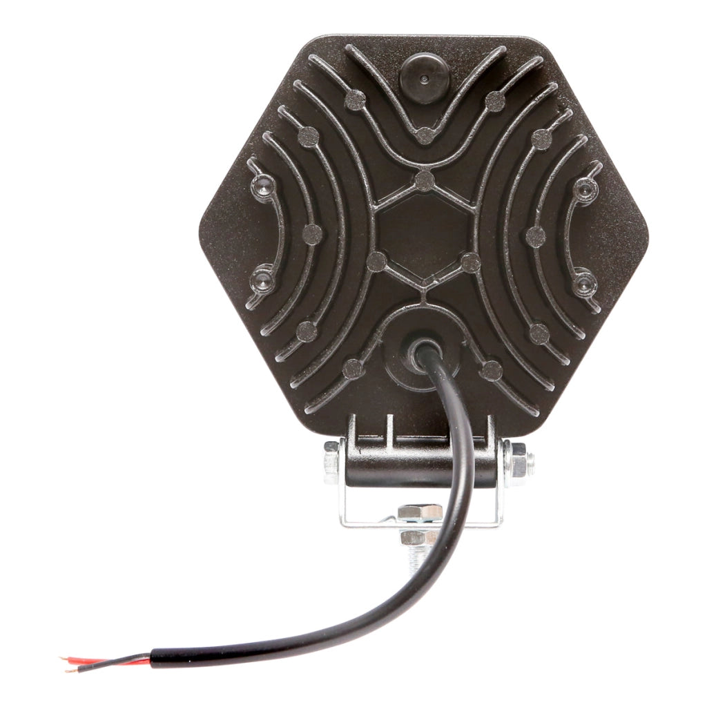 Lampada proiettore esagonale con luce bianca e griglia, 16 LED, 12/24V, 125mm, Breckner Germany.
