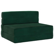 Divano letto | Sof¨¤ letto | Letto singolo Pieghevole Verde Scuro 190 x 100 x 15 cm Velluto