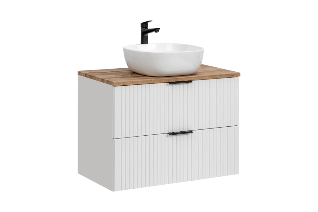 Set mobili bagno 80 cm con piano e lavabo da appoggio Smile Adel White 80 cm