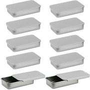 Cassa di archiviazione metallica portatile - 10 pezzi - Scatola di archiviazione con coperchio scorrevole - Dimensioni: 60 x 34 x 12 mm - Fatto di acciaio inossidabile