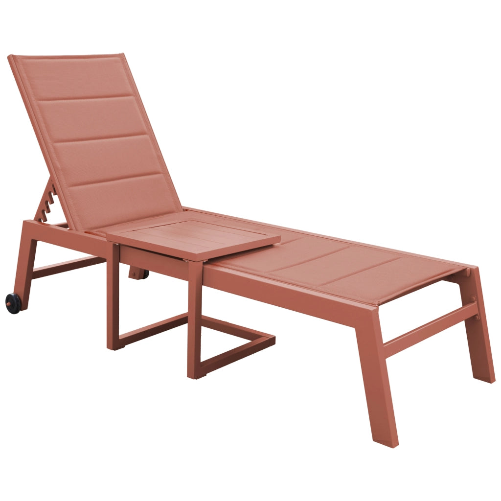Set di lettini e tavolini BARBADOS in textilene terracotta - alluminio terracotta