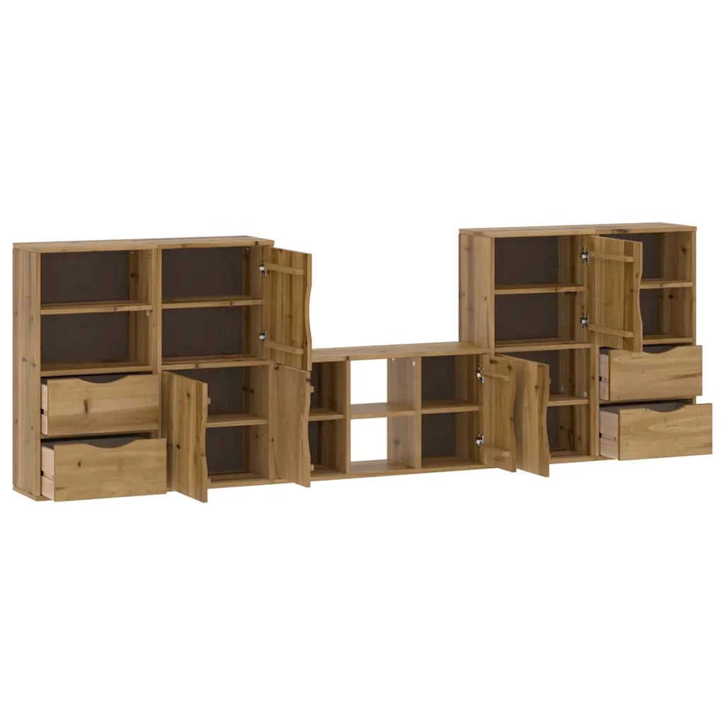 Mobile TV 5 pz con Contenitore ODDA in Legno Massello di Pino 3365374