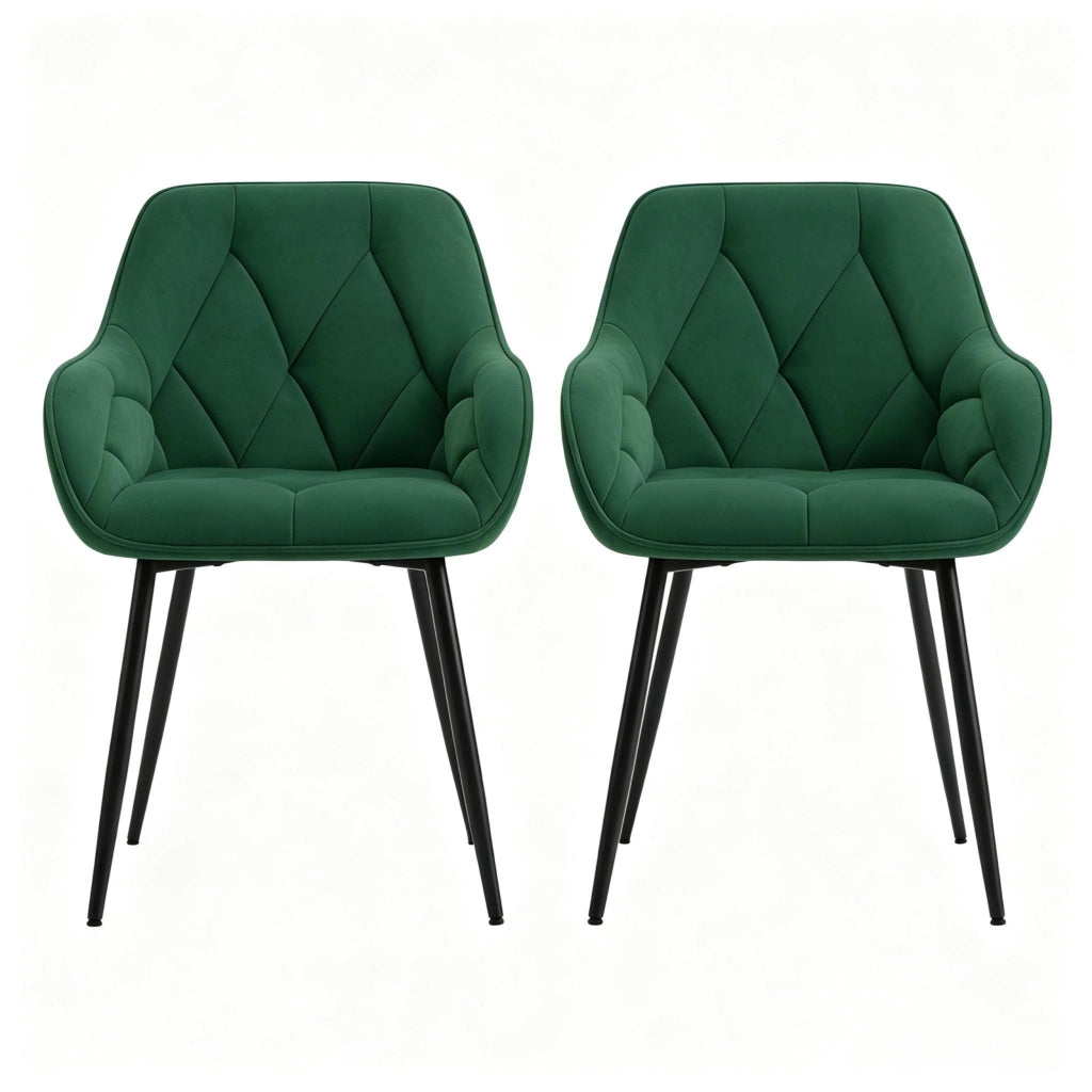 SEDIE ergonomiche Set da 2 pezzi 45,5x45x83,5 cm in velluto verde scuro