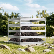 Compostiera da giardino in metallo 100 x 100 x 90 cm per 900 litri di compost da rifiuti organici