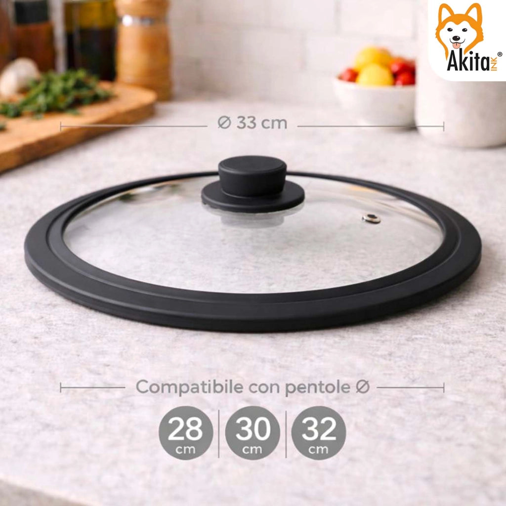 Akitaink Coperchio Vetro Silicone 28 30 32 cm