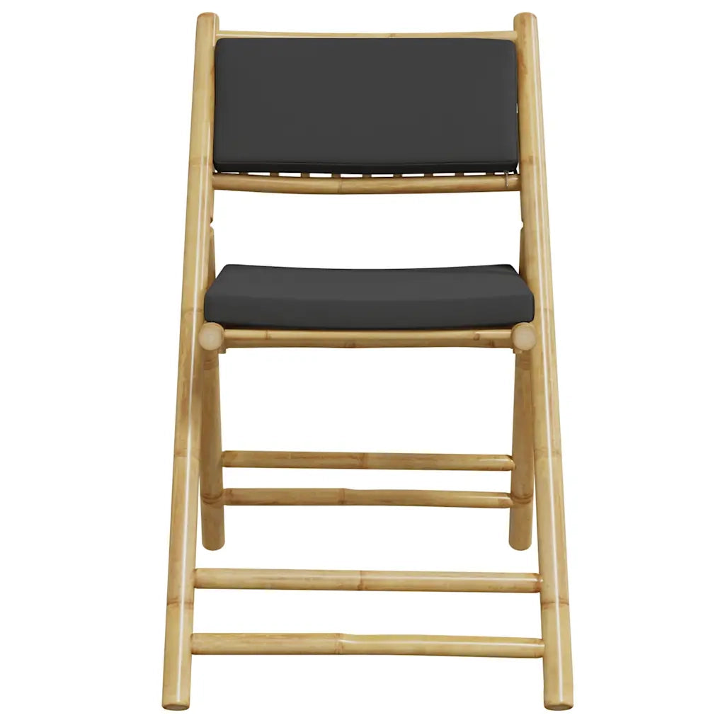 Set da Bistrot Pieghevole 3pz con Cuscini Grigio Scuro Bambù