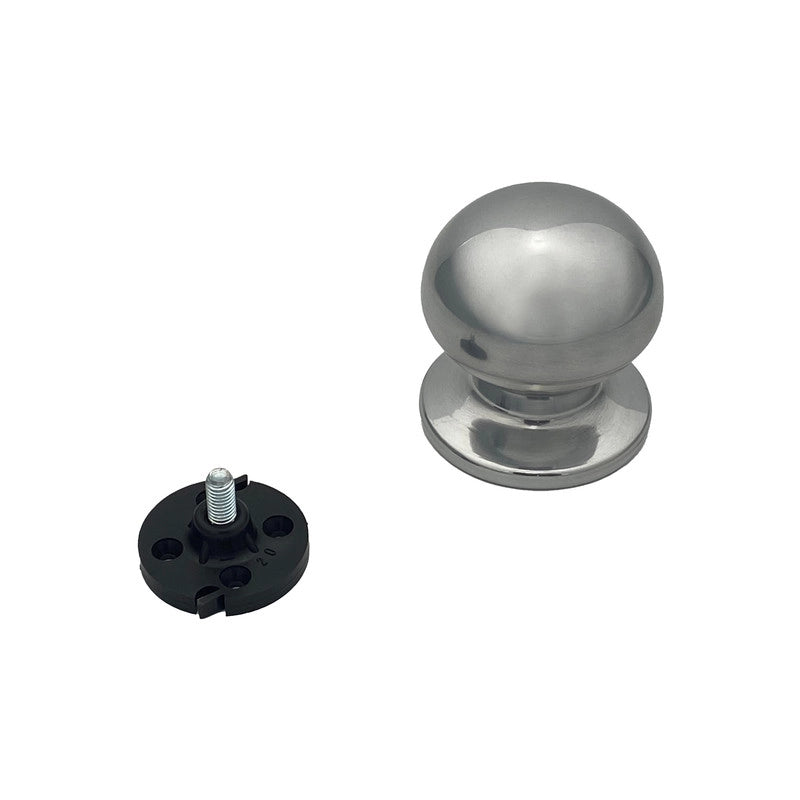 Pomolo fisso per porta SAGUATTI A69/70LB in alluminio argento lucido