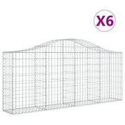 Cestini gabbioni recinzione a gabbia muro di contenimento ad arco 6 pezzi 200 x 30 x 80/100 cm ferro zincato argento 02_0040993