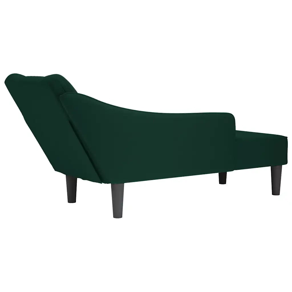 vidaXL Sdraio con Bracciolo Destro in Velluto Verde Scuro