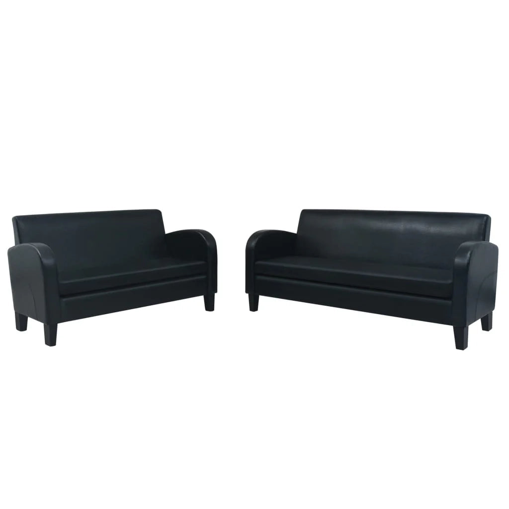 Set divano 2 pezzi in similpelle nera 02_0019090