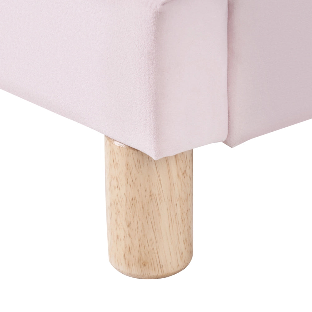 Letto Rosa e Bianco Velluto Imbottito Telaio Poggiatesta 3ft EU Dimensione Singola Camera da Letto Bambini Camera Moderna Tradizionale