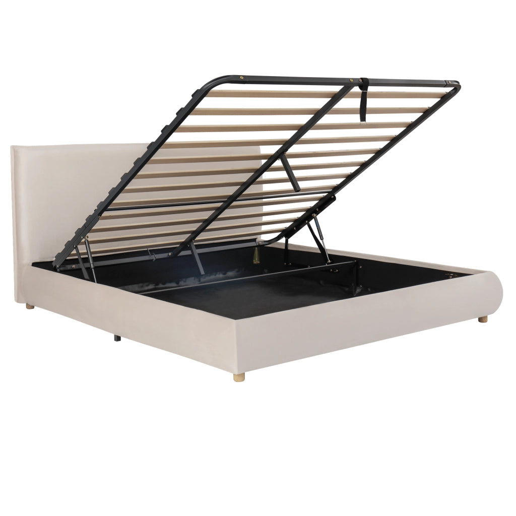 letto imbottito velluto crema 194 x 218 cm