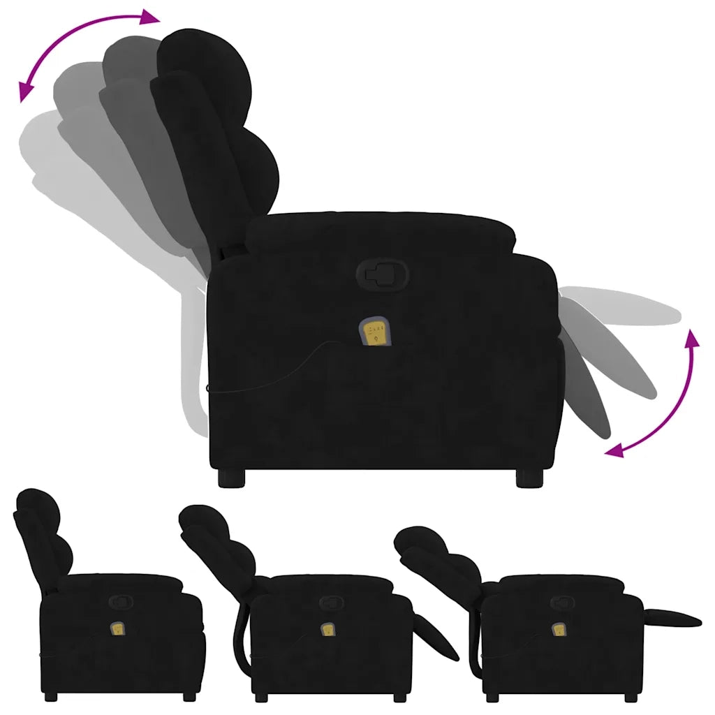 Divano Sedia-Poltrona reclinabile massaggiante in Velluto Nero 641948