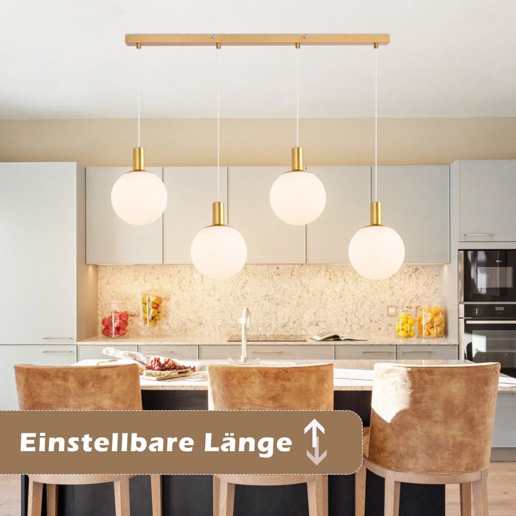 ZMH Lampada a sospensione per sala da pranzo 4 fiamme E27 oro-bianco camera da letto hotel