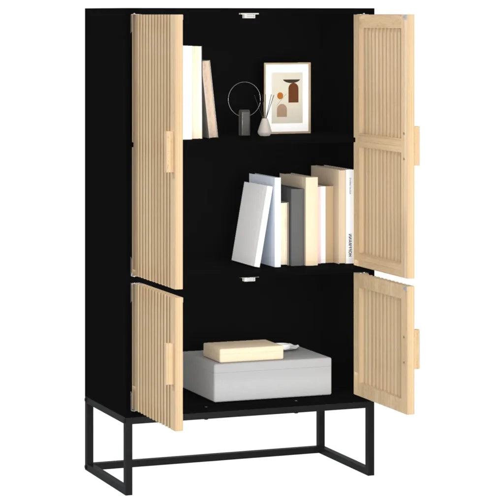 Credenza | Madia | Buffet da pranzo | Armadio da pranzo Nera 70x35x125 cm in Legno Multistrato