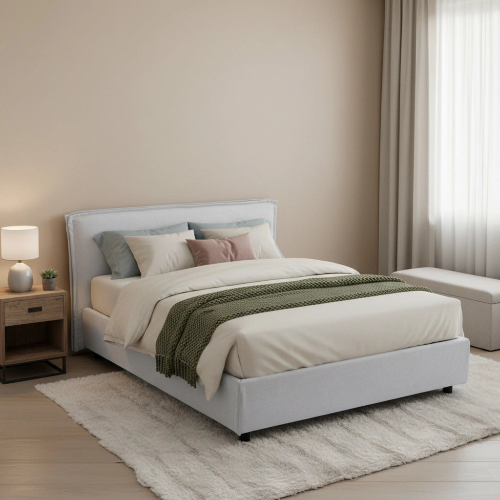Letto Matrimoniale Bubbio, Letto Matrimoniale Sfoderabile Made in Italy, Bianco