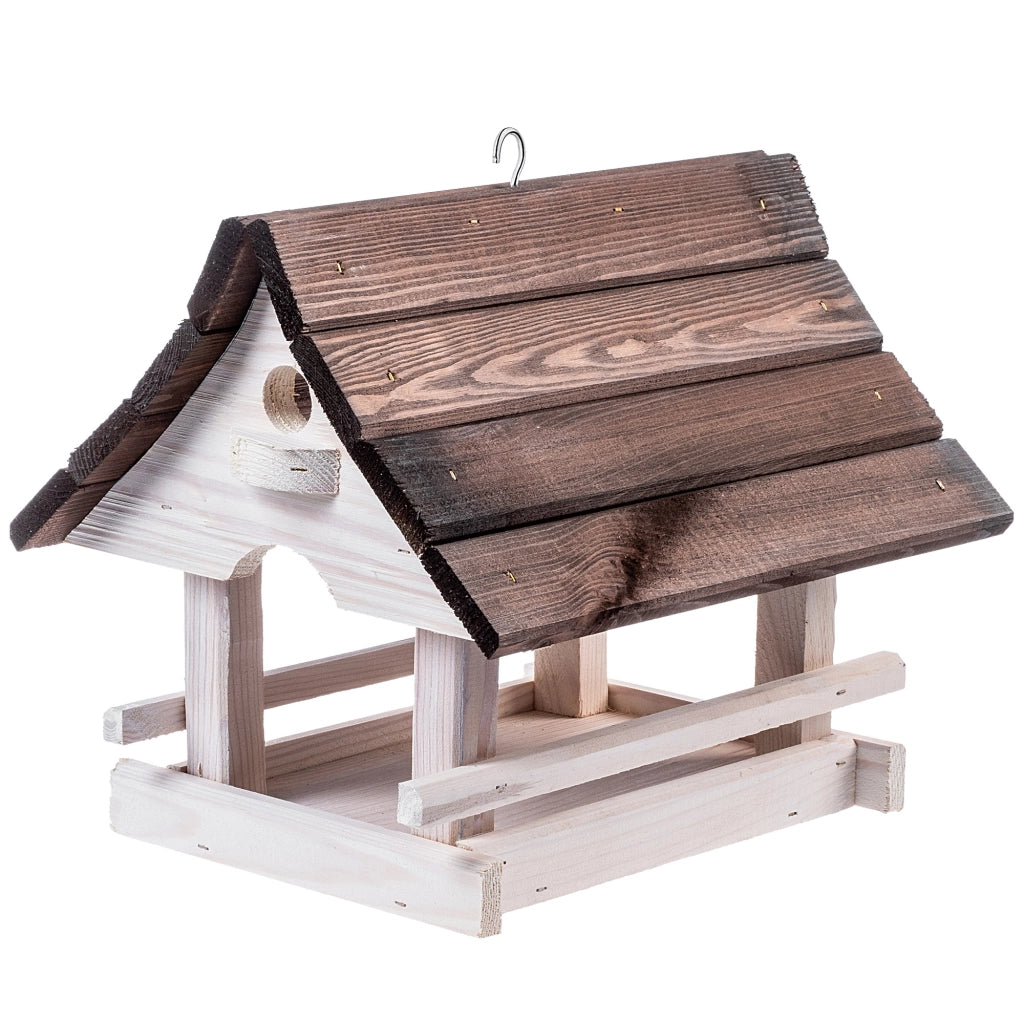 KADAX Grande mangiatoia per uccelli in legno da appendere, decorazione da giardino.